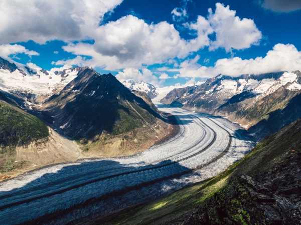 La fonte rapide des glaciers des Alpes