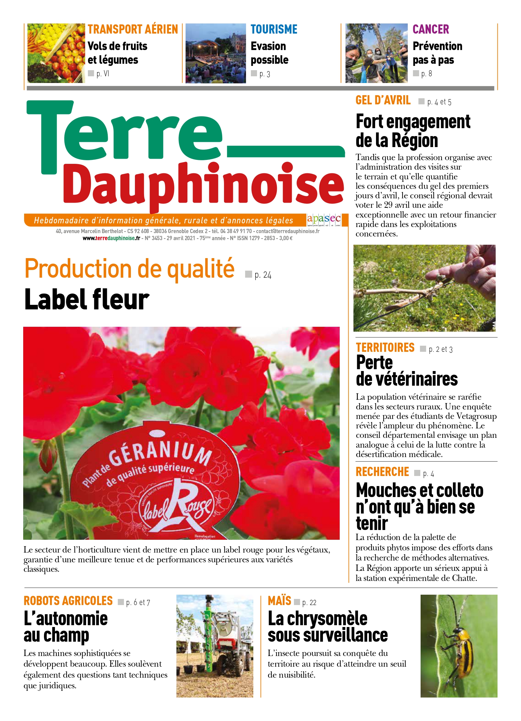 Retrouvez l'édition de Terre Dauphinoise du 29 avril 2021