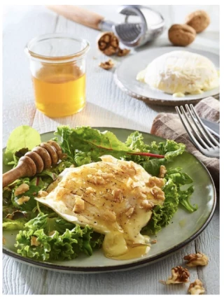 Recette - saint-marcellin IGP au four, noix, miel et basilic