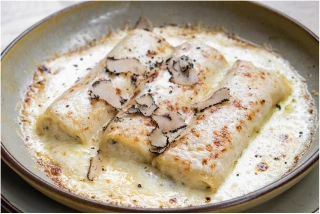 Recette - Cannelloni au poulet, champignons, saint-marcellin et noix